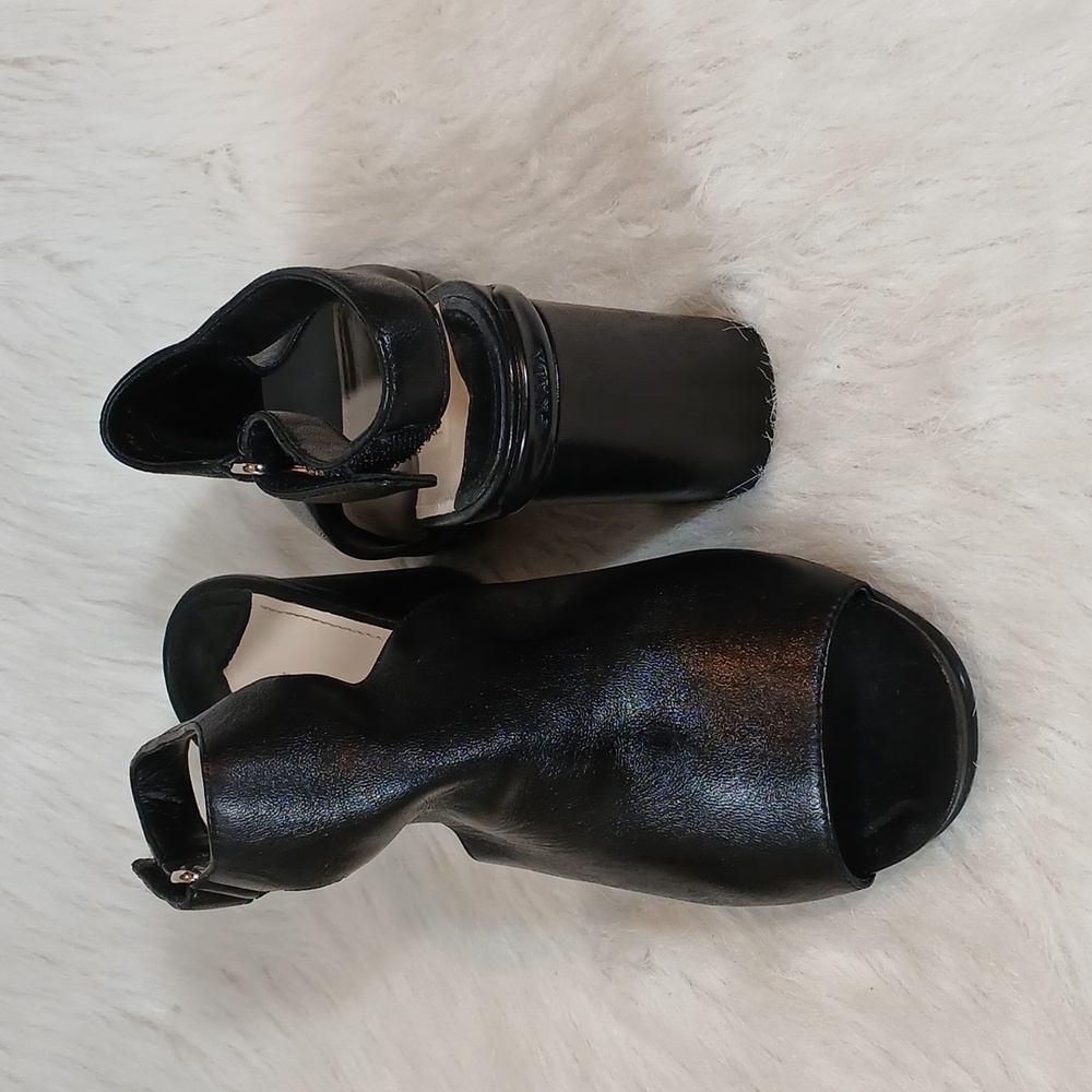 Prada Linea Rossa Nappa Black Peep Toe Heels Sz 38 - Picture 7 of 16